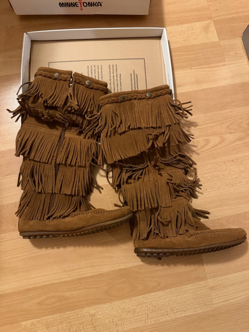 Minnetonka Chestnut Suede Fringe Boots
